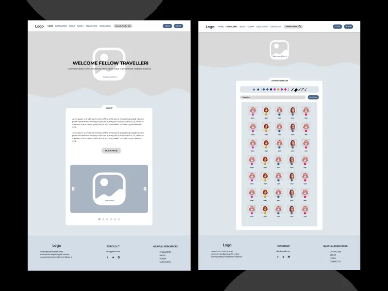 bdebuf wireframes UX/UI design