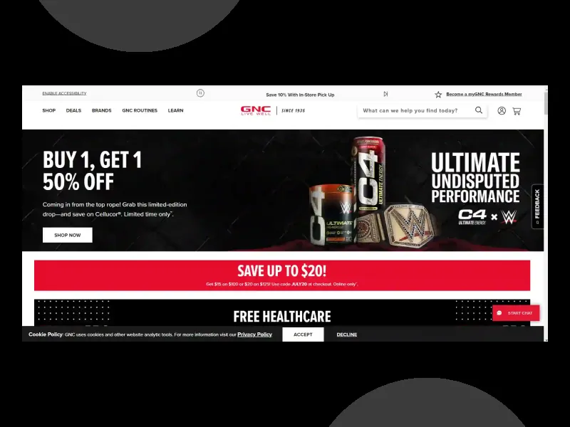 GNC replica e-commerce frontend