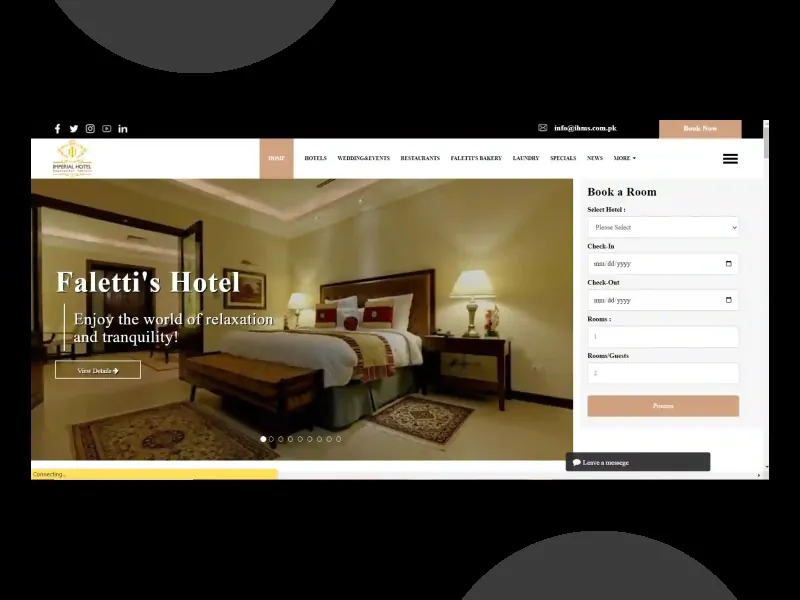 Faletti's Hotel website frontend